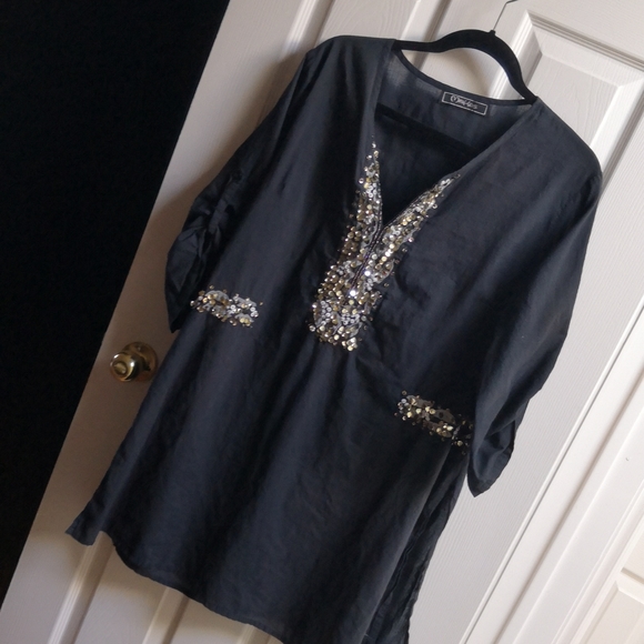 Minkas Other - Swim sequined black coverup, sz xl